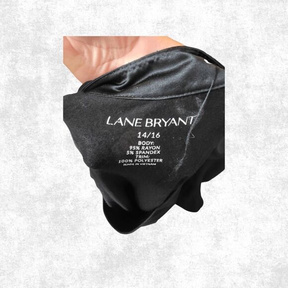 Lane Bryant Black Tunic w/ Satin Trim Collar – Size 14/16 - Picture 5 of 8